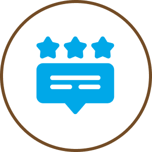 Blue review icon with stars